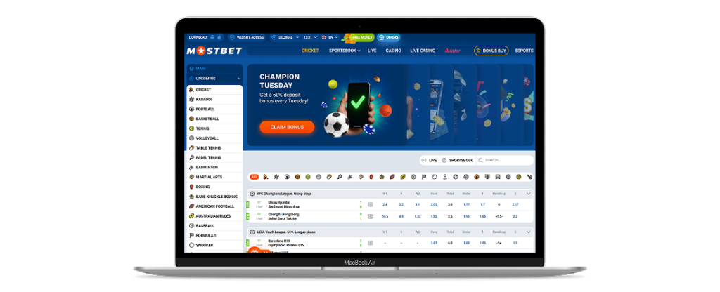 Mostbet Bangladesh official website showcasing sports betting markets and casino games
